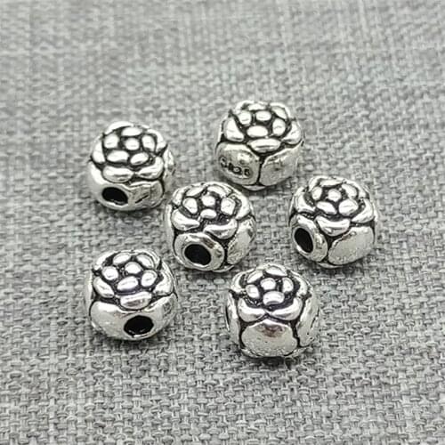 8 Pieces of 925 Sterling Silver Rose Flower Beads 2-Sided for Bracelet Necklace