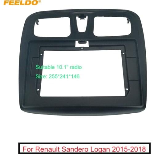 Car 2Din Audio Face Plate Fascia Frame For Renault Sandero Logan 15-18 10.1" Big Screen CD/DVD Player Panel Dash Mount Kit