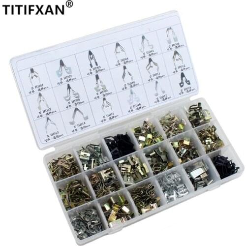 Car Center Console Dashboard Multimedia Sound CD DVD Navigation Panel Trim Metal Fasteners With Box U-Type Iron Clips Repair Set