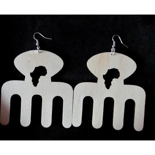 Free shipping!! 3 inch Unfinished Africa Comb Wood Earrings