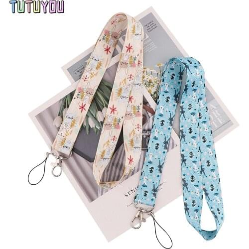 PC3208 Kawaii Animal Rabbit Keychain Tags Strap Neck Lanyards For Keys ID Card Pass Gym Phone USB Badge Holder DIY Hang Rope