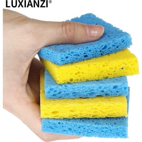 LUXIANZI 5PC Cleaning Sponge Cleaner YellowBlue High Temperature Enduring Cleaner Sponge For Electric Welding Soldering Iron Tip