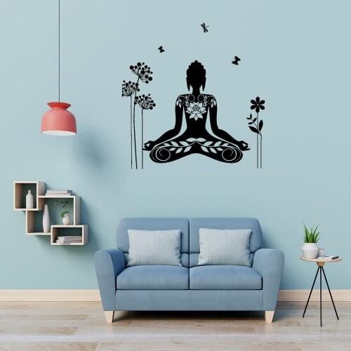 Buddha Quote Wall Decal Buddhism Yoga Wall Sticker For Meditation Room Art Stickers Vinyl Revocable Mural DW10708