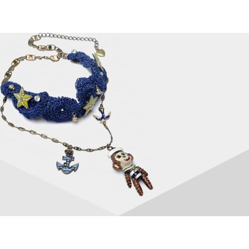 Amorita boutique Retro fashion monkey design pendant necklace