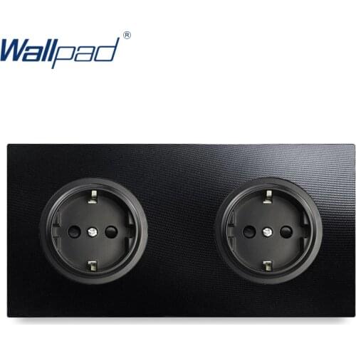 Double EU 2 Pin German Socket Wallpad Luxury Aluminum Metal Panel Electric Wall Power Socket Electrical Outlets For Home Schuko