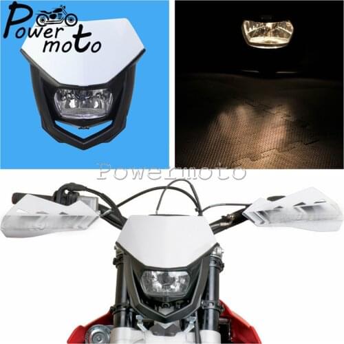 White Dual Sport Dirt Bike Headlight Front Lamp Motocross Supermoto For Kawasaki KLX KXF Honda CRF XR Suzuki RMZ DRM EXC FX