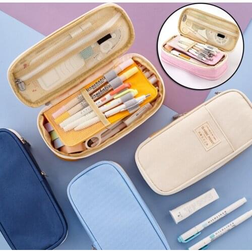 Double-layer Pencil Case Large Capacity Canvas Stationery Storage Bag Great Gifts For Boys And Girls Органайзер