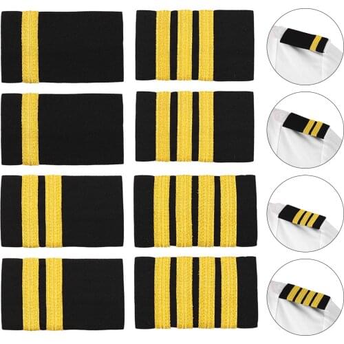 1 Pair Epaulettes Traditional Professional Pilot Shirt Uniform Epaulets with Gold Stripe Shoulder Badges DIY Craft Clothes Decor