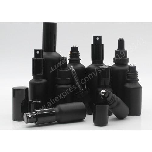 Hot sale 5ml,10ml,15ml,20ml,30ml,50ml,100ml Black Glass Spray Bottle, Matt Black Glass Bottle, Glass Bottle With Roll On
