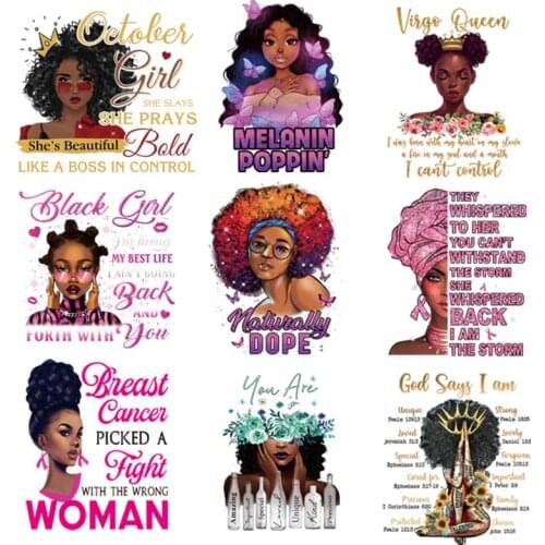 Beautiful Girl Iron-On Patches For Clothing DIY Washable T-Shirts Thermo Adhesive Stickers Fashion Lady Heat Transfers Appliqued