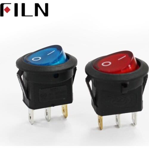 FILN KCD1 24v 110v 220v red blue Sliver contact waterproof plastic round toggle switch 3pins on off boat rocker switch