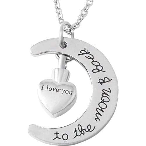 MJD9497 I Love You to the Moon and Back Urn Necklace for Ashes Cremation Pendant Jewelry