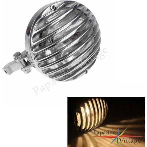 Papanda Motorbike Polish Billet Aluminum Front Headlights Grill High/ Low Beam Headlamp Custom for Harley Dyna Chopper Bobber