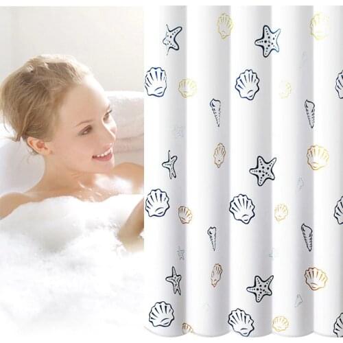 Cartoon Shower Curtain Shells Starfish Waterproof Bath Curtains Bathroom For Bathtub Bathing Cover Extra Large Wide 12pcs Hooks