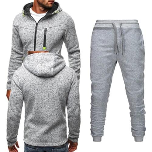 2020 Winter Tracksuit Men Set Casual Hoodie Zipper Hooded Coat Mens Hoodies+Pants Sportswear Sweatshirts Suit