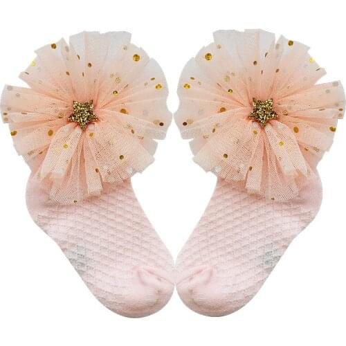 Girls big bow socks summer mesh socks solid baby socks Princess lady mosquito proof thin socks little girl socks bow
