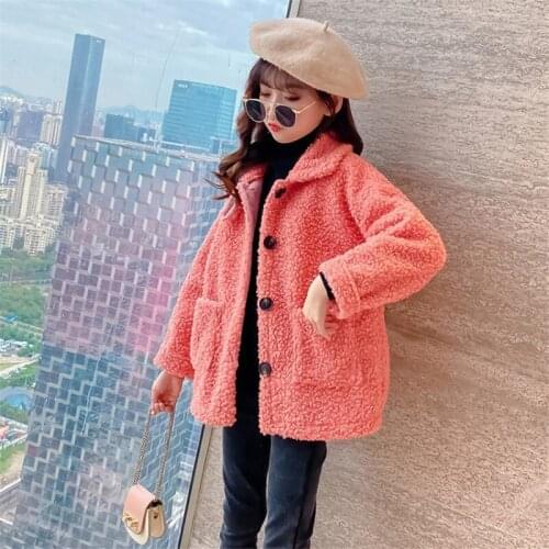 Girls Boys Babys Coat Jacket Outwear Pink Beautiful Fur Thicken Winter Plus Velvet Warm Tracksuit Fleece Childrens Clothing
