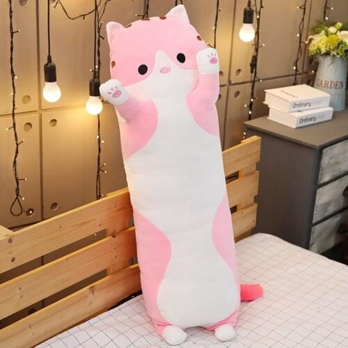 The cat sleep pillow long pillow cute doll doll girl plush toy lazy man bed on the big doll cute comfortable 70-110cm