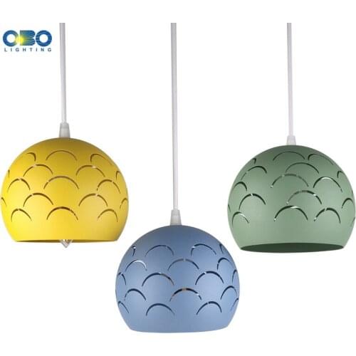 Nordic Pendant Lamp Macaron Style Iron Lampshade E27 With Light Bulb LED 1.2m Cable Parlor/Tea Shop Modern Indoor Lighting