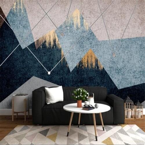 Milofi custom modern minimalist abstract geometric landscape gold foil light luxury background wall paper mural