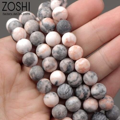 Natural Minerals Stone Matte Dull Polish Pink Zebra Jaspers Beads for Jewelry Making DIY Bracelet Necklace 8mm Spacer Beads