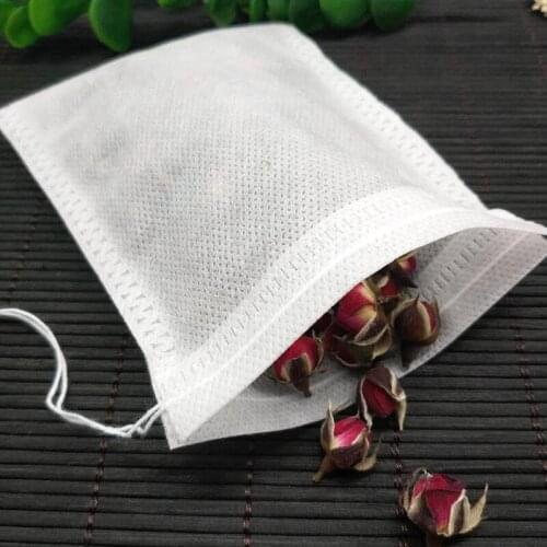 100pcs Tea Bags Empty Scented Drawstring Pouch Bag 5*7CM Seal Filter Cook Herb Spice Loose Coffee Pouches Tools