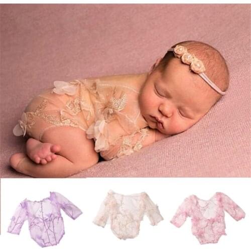Newborn Photography Props Baby Girl Outfit Cloth Lace Romper Baby Photo Studio Outfits Accessories