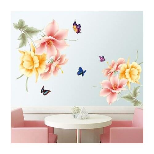 Romantic Flower Home Decoration Wall Sticker TV Wall Wedding Room Wall Decals Mural Picture adesivo de parede