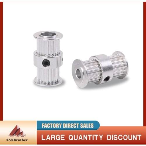 GT2 pulley type double head GT2 20 teeth 9mm width bore 5 & 8mm timing pulley for GT2 Timing belt 3D printer part gear