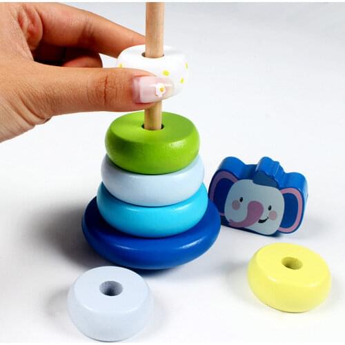 Elephant Fox Jenga roly-poly game, baby wooden Building Blocks Montessori, Childrens Educational toys Early Training block toys