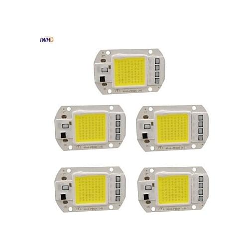 IWHD 5pcs 50W AC220V 50W LED Chip Diode Lamps for LED Flood Light Spotlight Input Smart IC Aluminum LED 50W
