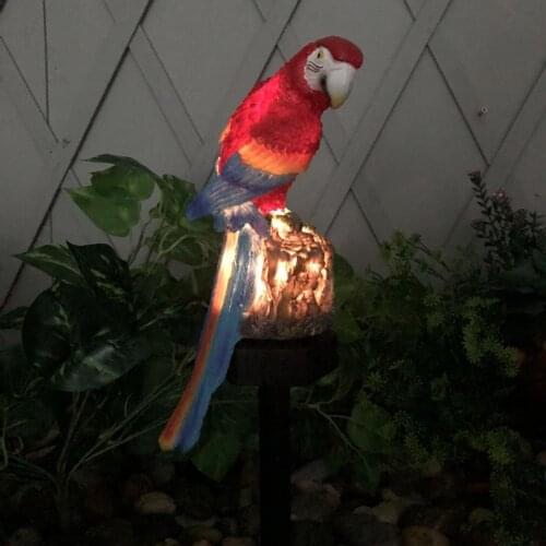 LED Outdoor Waterproof Solar Powered Parrot Shape Lawn Lamp for Garden Courtyard
