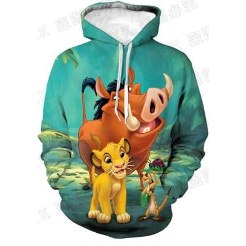 The Lion Kings Timon and Pumbaa Hoodies Men Women Children Cartoon Anime 3D Print Pullover Boy Girl Kids Sweatshirts Coat