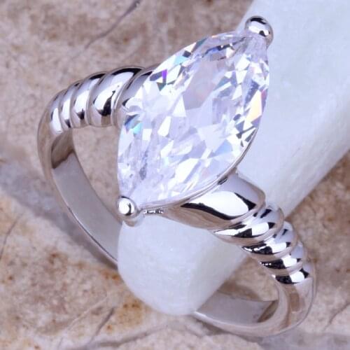 Amazing White CZ Silver Plated Ring Size 6 / 7 / 8 / 9 D947
