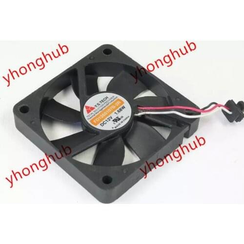Y.S TECH FD1260107B-2R DC 12V 1.68W 3-Wire 60x60x10mm Server Cooling Fan