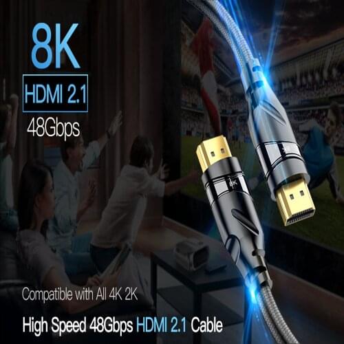 Super 8K video cable HDMI-compatible 2.1 Cable 5M High Speed 8K@60HZ 4K@120HZ 48Gbps HDCP2.2 UHD HDR For Xbox PS5 Roku Nintendo