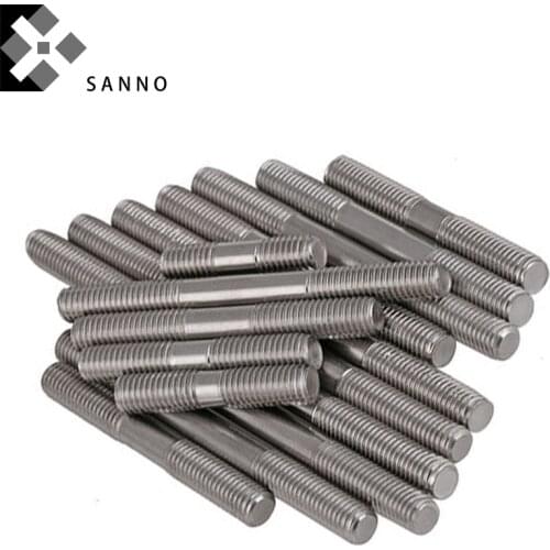 25pcs 304 Stainless steel double head thread stud bolts M4x20 - 200 machine parts screw threaded rods