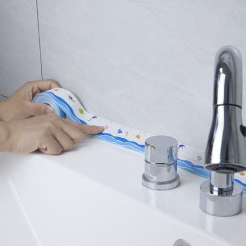 3.2Mx3.8CM Graffiti Waterproof Bathroom Sink Sealing Strip PVC Self-adhesive Anti-mold Wall Sticker Suitable For Kitchen Stove t