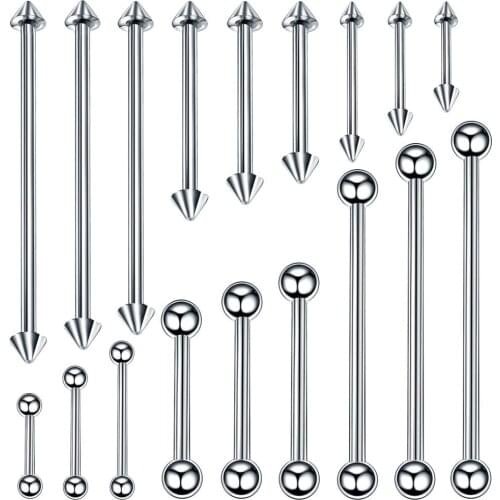 10PC Stainless Steel Tongue Piercing Ring Mix Tongue Barbell Lot Ear Nipple Piercing Ring Fashion Industrial Pircing Lengua Lote