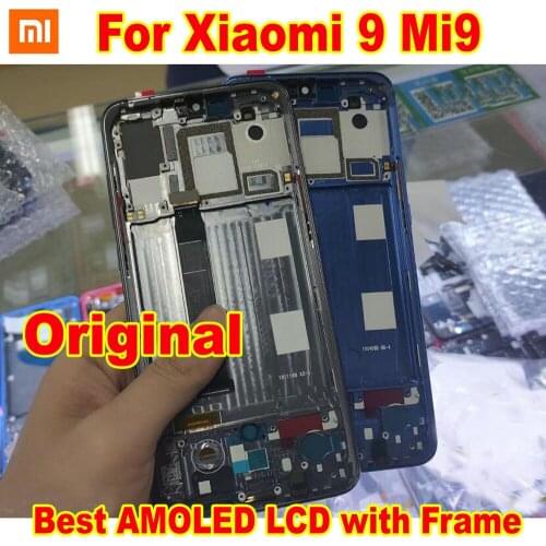 100% Original Best AMOLED LCD Display For Xiaomi 9 Mi9 MI 9 Glass Sensor Touch Panel Screen Digitizer Assembly with Frame