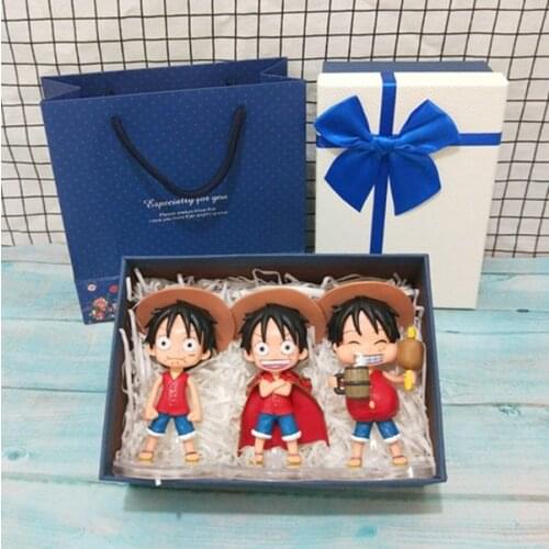 One Piece Cute Luffy 3 pcs/set 48 Lovely PVC Action Figure Model Toys 12cm Best Birthday Gift For Friend Kids W61