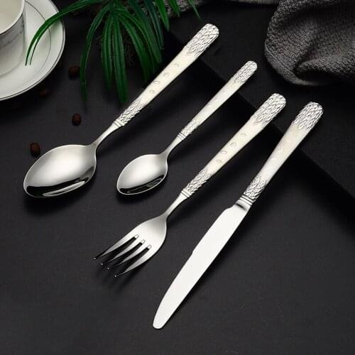 304 Silver Cutlery Set Stainless Steel Cutlery Mirror Polished Set Dinner Knife Fork Dessert Spoon Wedding Party Home Dinnerware