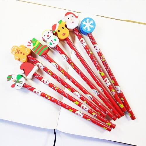 40 Pcs/lot Wooden Christmas Cartoon Pencil Student Writing Standard Pencil Office Christmas Gift Party Favors
