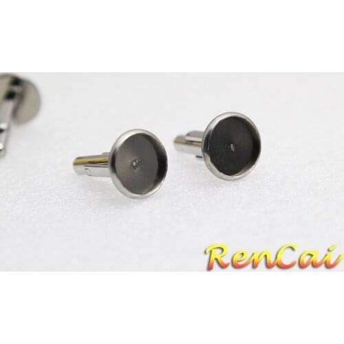 50pc 12-20mm Stainless Steel Round French Cufflink Base Blank Tray Setting Cabochon Cameo For DIY Cuff Links Jewelry Accessories