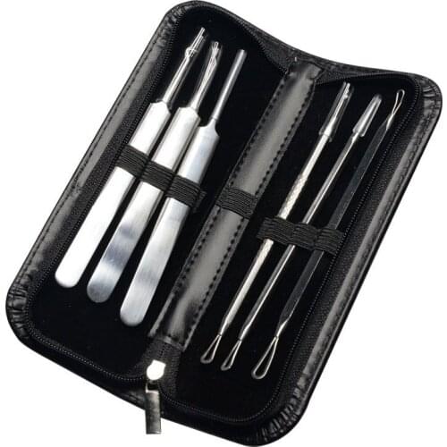 6 PCS/Set Dual Stainless Steel Acne Needle Set Acne Needle Blackhead Cosmetic Clamp Makeup