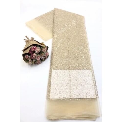 African Lace Fabric 2021 High-quality Sequined Lace Fabric Handmade Lace Fabric French Mesh Wedding Sewing Fabric XB4618