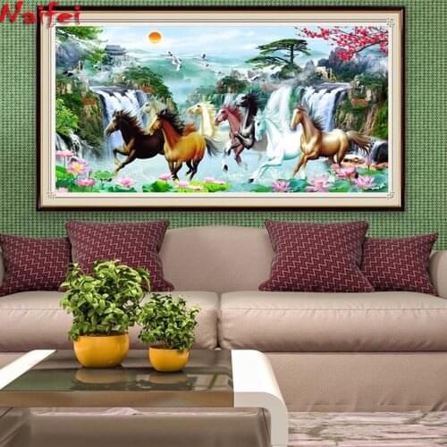 5D DIY Diamond Painting Landscape Full Round Square Horse Animals Diamond Embroidery Scenery Diamond Mosaic Gift Factory Direct