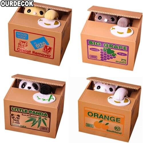 Automated Cat Steal Coin Bank Piggy Bank Moneybox Money Saving Box Gifts digital coin jar alcancia cofre