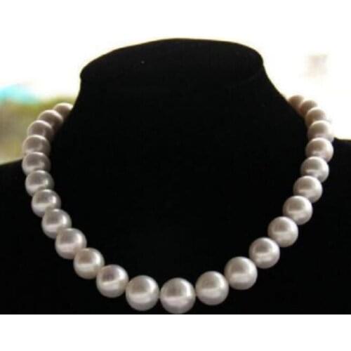 Noble jewelr 12-14mm natural tahitian south sea white pearl necklace 45cm 14k