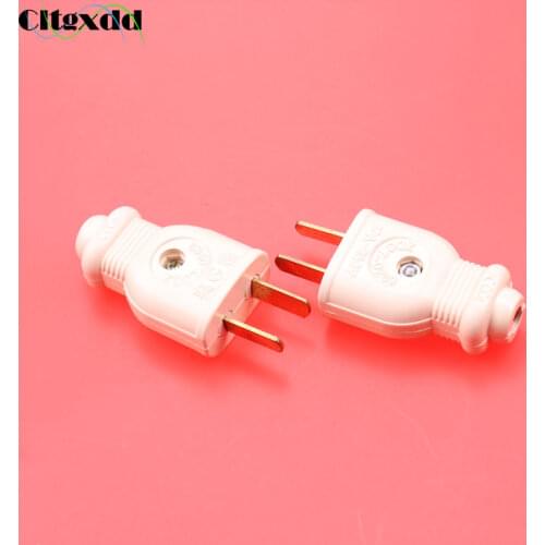 Cltgxdd 1pcs AC 10A 250V power socket 2pin white male Electrical Plug for Extended Power Cord Connector 2 pin